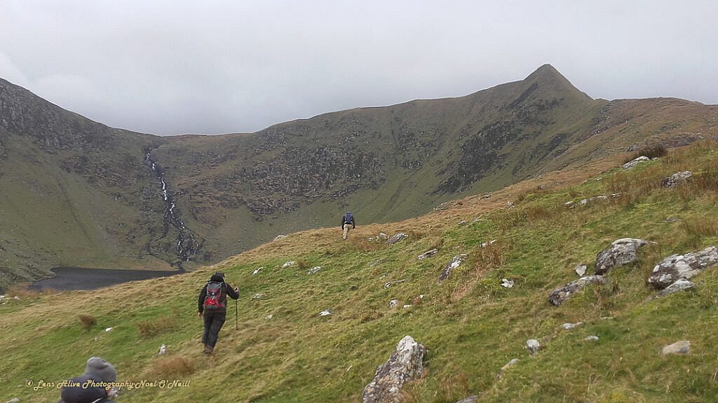 Beautiful landscape view on hillwalking route Dowdys Wire - Loch Cam Calláin Loop