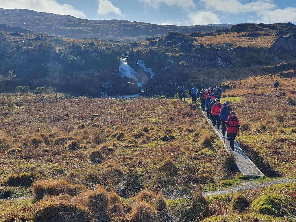 Beautiful landscape view on hillwalking route Old Kenmare Road from Killarney