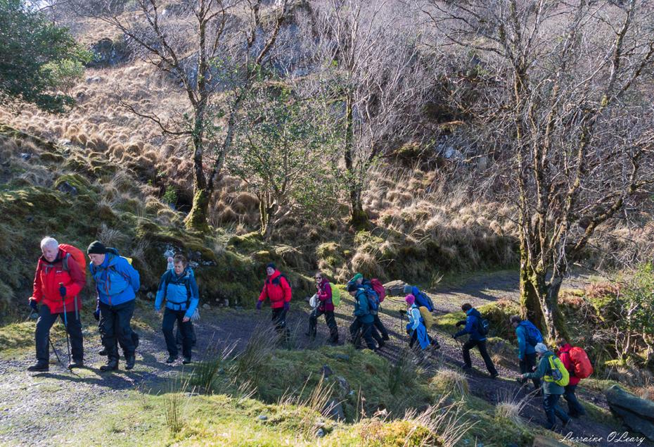 Beautiful landscape view on hillwalking route Old Kenmare Road from Killarney