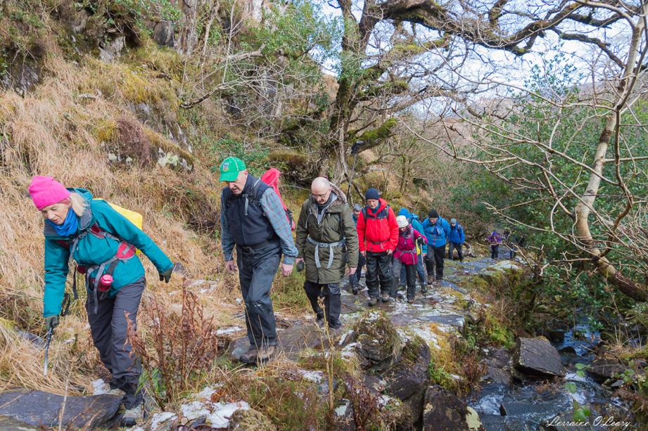 Beautiful landscape view on hillwalking route Old Kenmare Road from Killarney