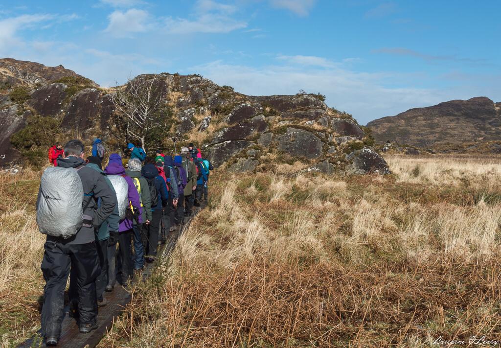 Beautiful landscape view on hillwalking route Old Kenmare Road from Killarney