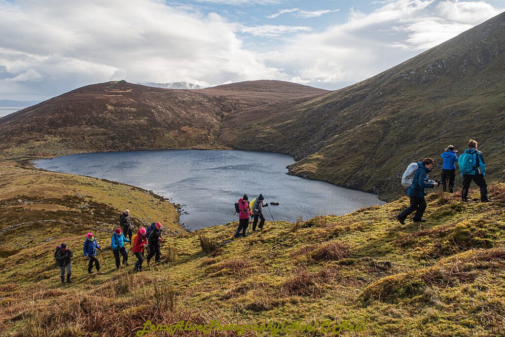Beautiful landscape view on hillwalking route Loch Acummeen