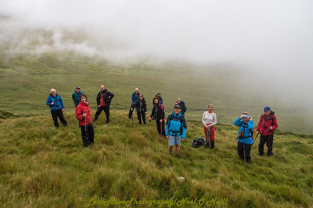 Beautiful landscape view on hillwalking route Bearna na Gaoithe Loop