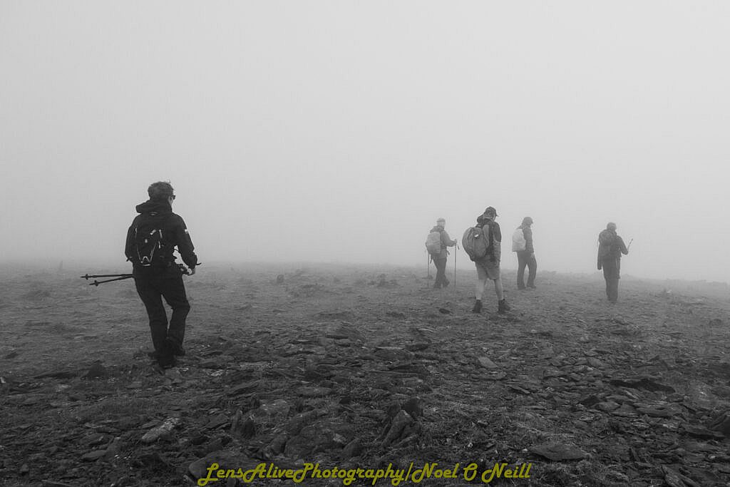 Beautiful landscape view on hillwalking route Bearna na Gaoithe Loop