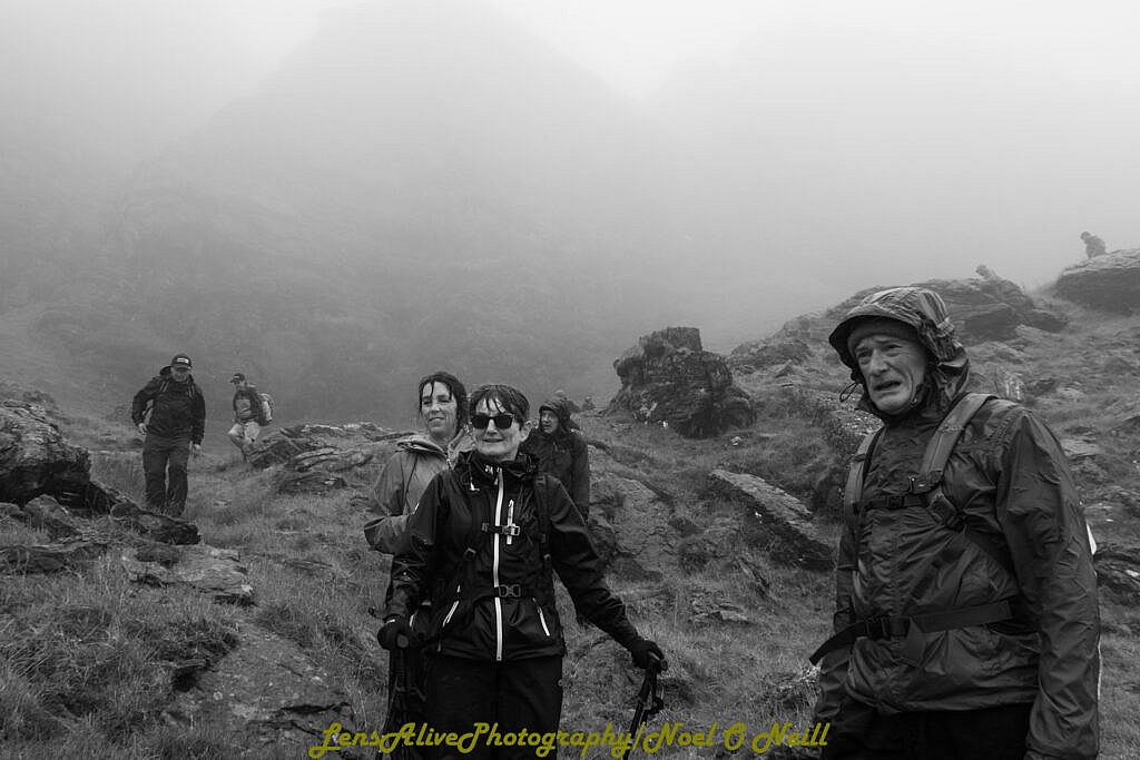 Beautiful landscape view on hillwalking route Bearna na Gaoithe Loop