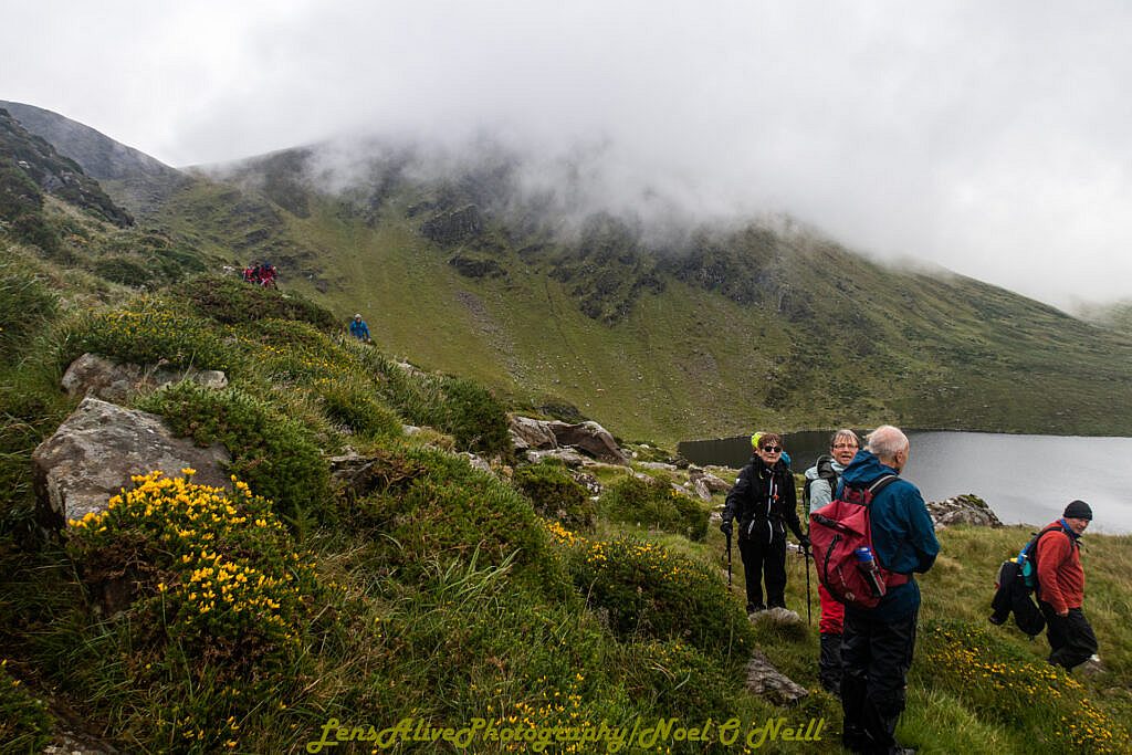 Beautiful landscape view on hillwalking route Bearna na Gaoithe Loop