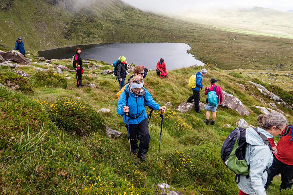Beautiful landscape view on hillwalking route Bearna na Gaoithe Loop