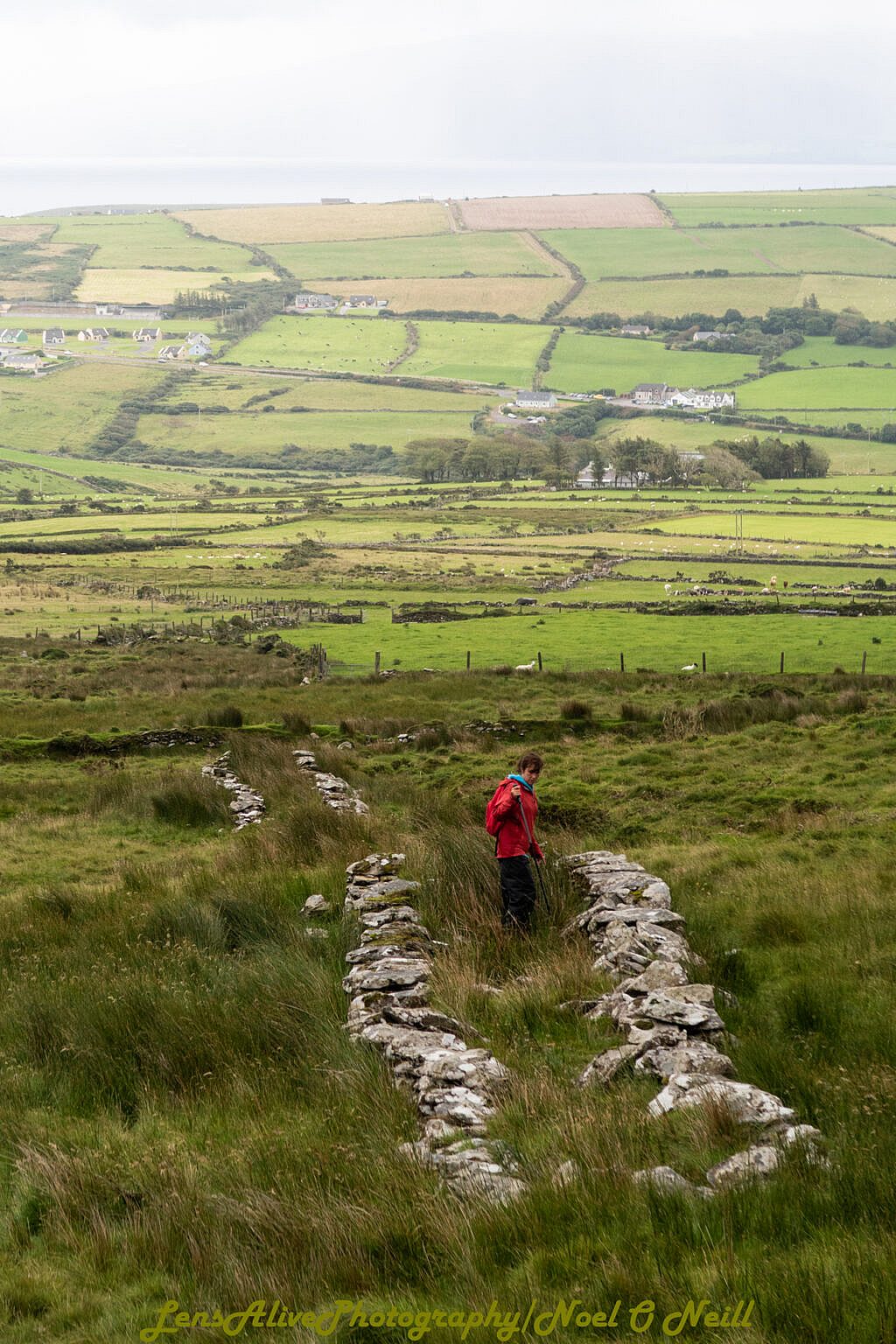 Beautiful landscape view on hillwalking route Bearna na Gaoithe Loop