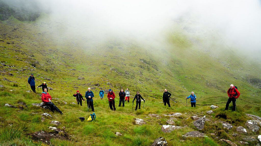 Beautiful landscape view on hillwalking route Bearna na Gaoithe Loop