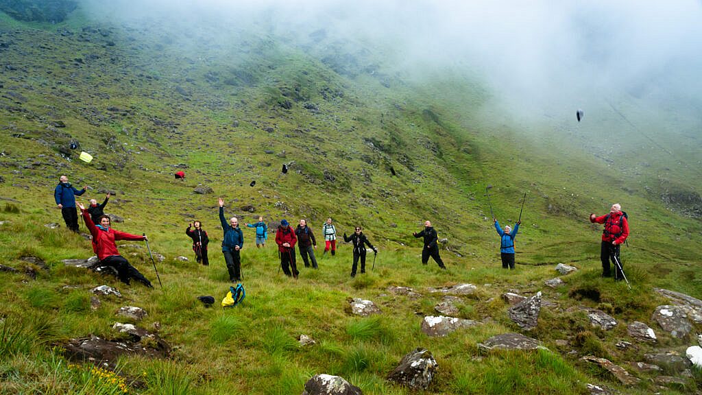 Beautiful landscape view on hillwalking route Bearna na Gaoithe Loop