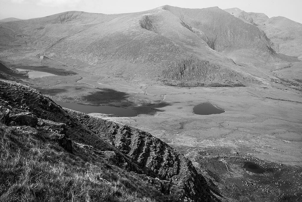 Beautiful landscape view on hillwalking route Coumanare Lakes Loop
