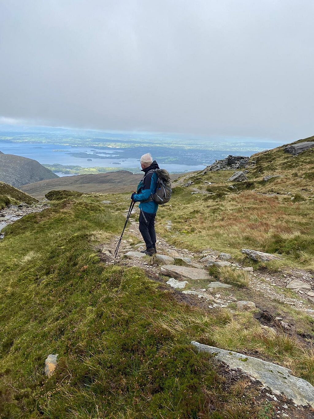 Hillwalker on a mountain ridge