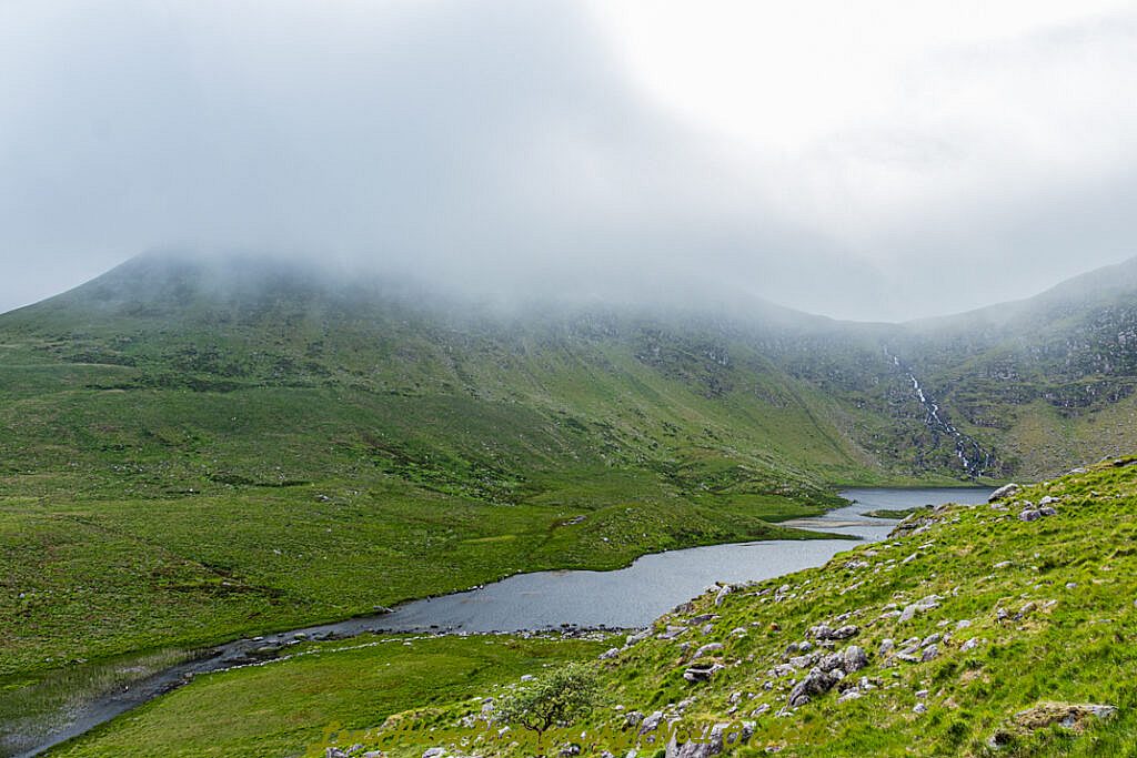 Beautiful landscape view on hillwalking route Dowdys Wire - Loch Cam Calláin Loop