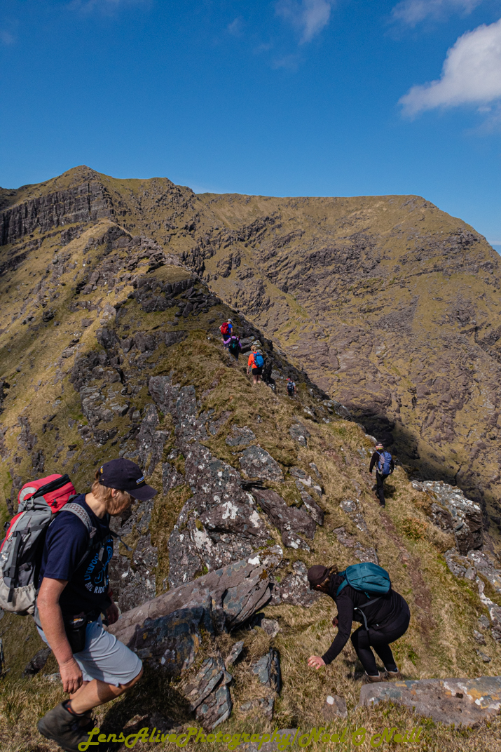 Beautiful landscape view on hillwalking route Brandon (952m) from Faha