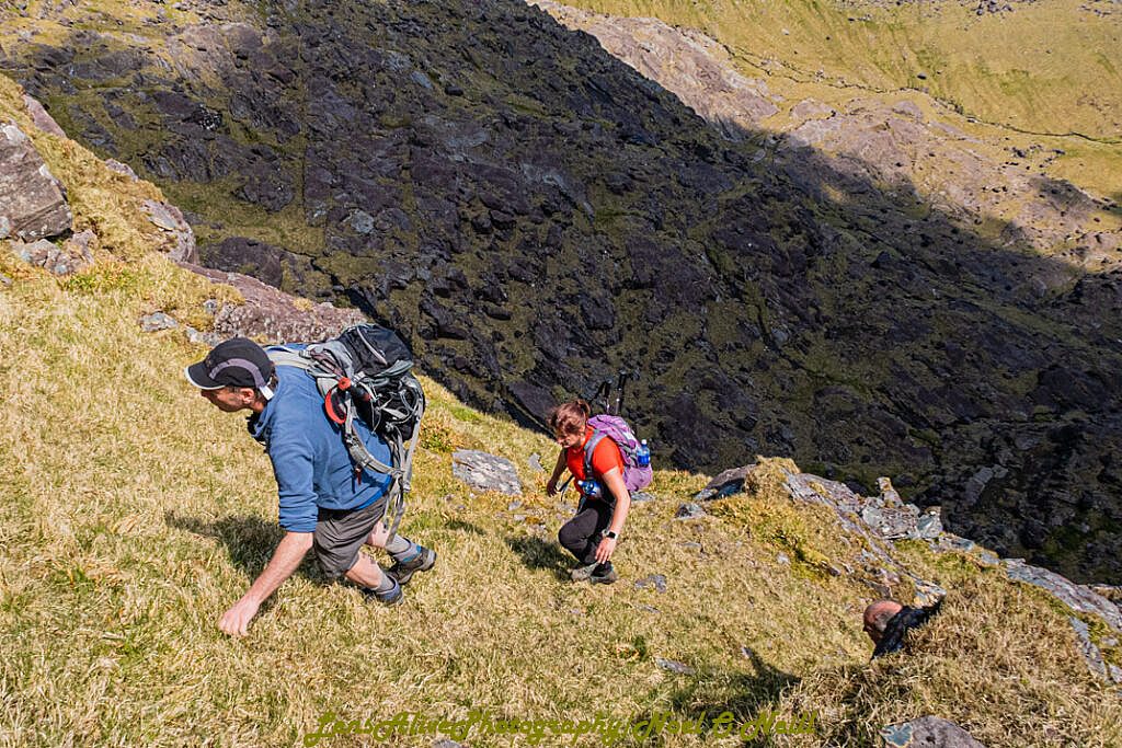 Beautiful landscape view on hillwalking route Brandon (952m) from Faha