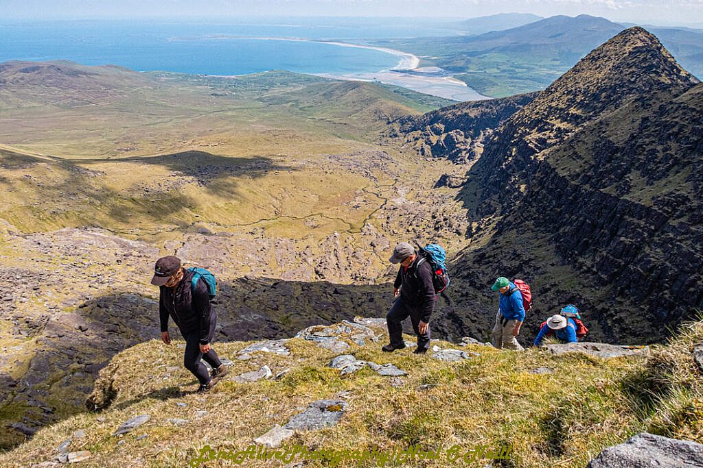 Beautiful landscape view on hillwalking route Brandon (952m) from Faha