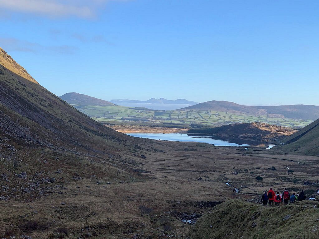 Beautiful landscape view on hillwalking route Annascaul Lake / Coumduff Circuit