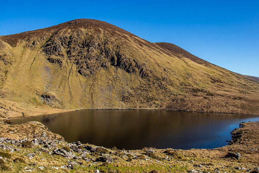 Beautiful landscape view on hillwalking route Bearna na Gaoithe Loop