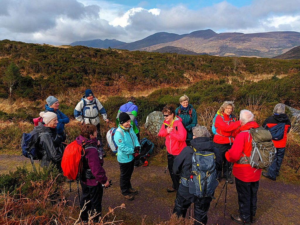 Beautiful landscape view on hillwalking route Old Kenmare Road from Killarney