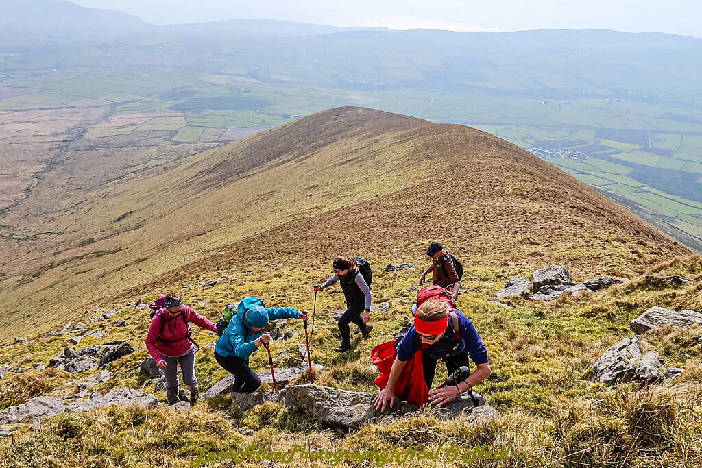Beautiful landscape view on hillwalking route Bearna na Gaoithe Loop