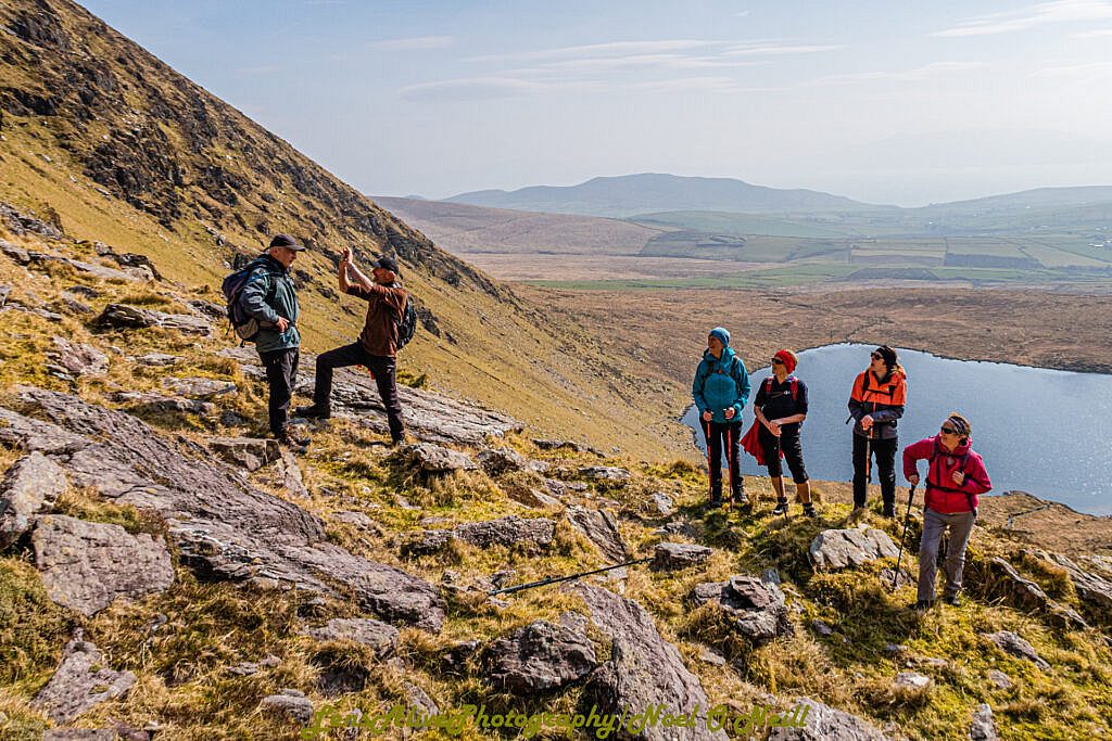 Beautiful landscape view on hillwalking route Bearna na Gaoithe Loop
