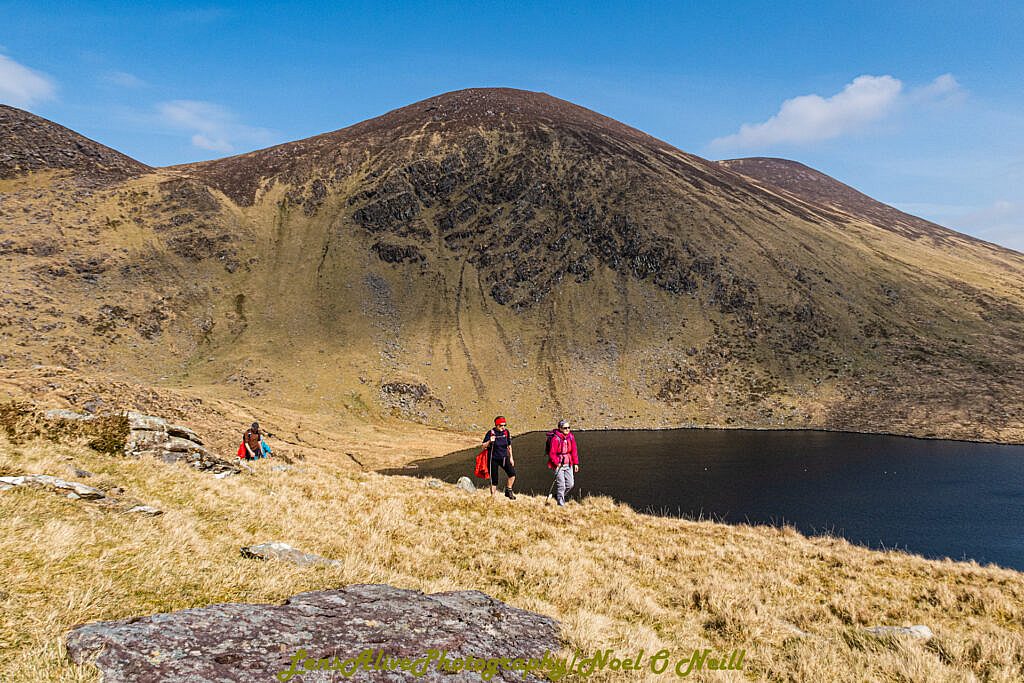 Beautiful landscape view on hillwalking route Bearna na Gaoithe Loop