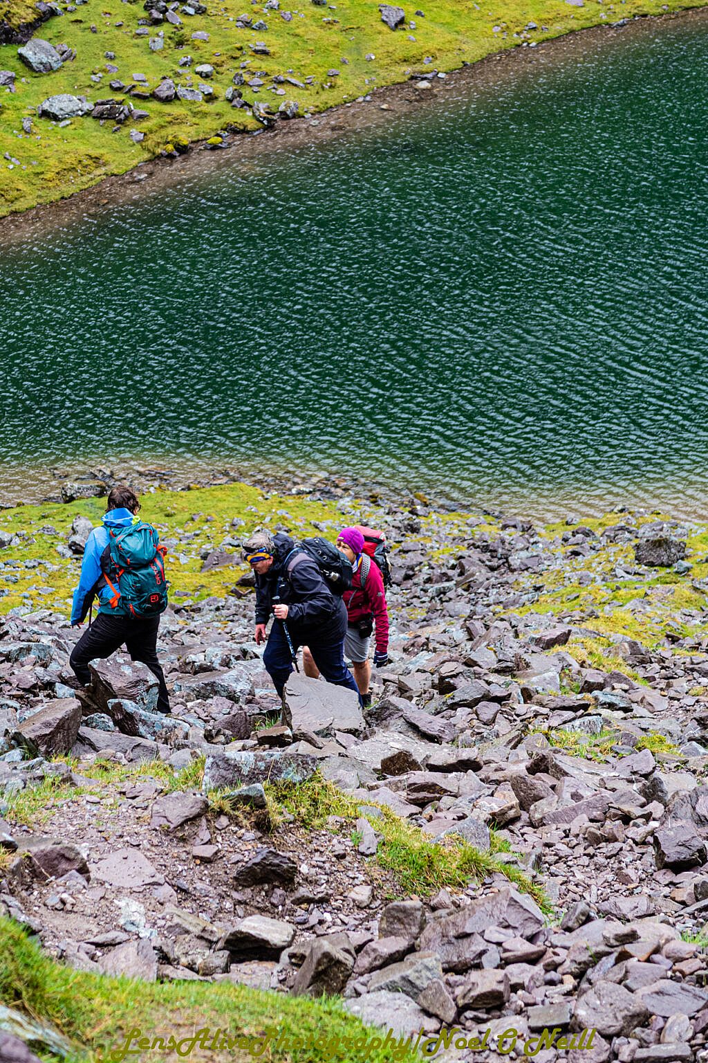 Beautiful landscape view on hillwalking route Carrauntoohill via Brother O'Sheas Gully