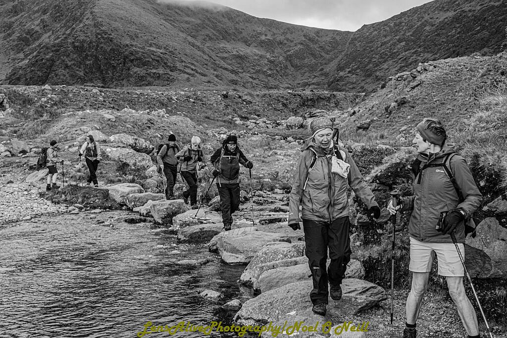 Beautiful landscape view on hillwalking route Carrauntoohill via Brother O'Sheas Gully