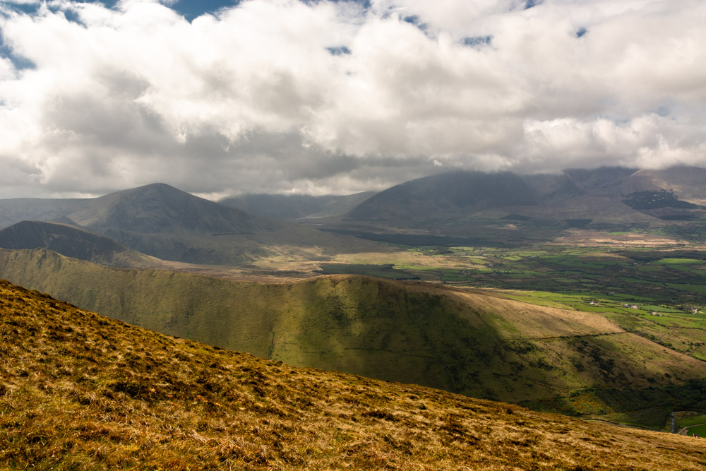 Beautiful landscape view on hillwalking route Killiney to Baile Dubh Linear Walk