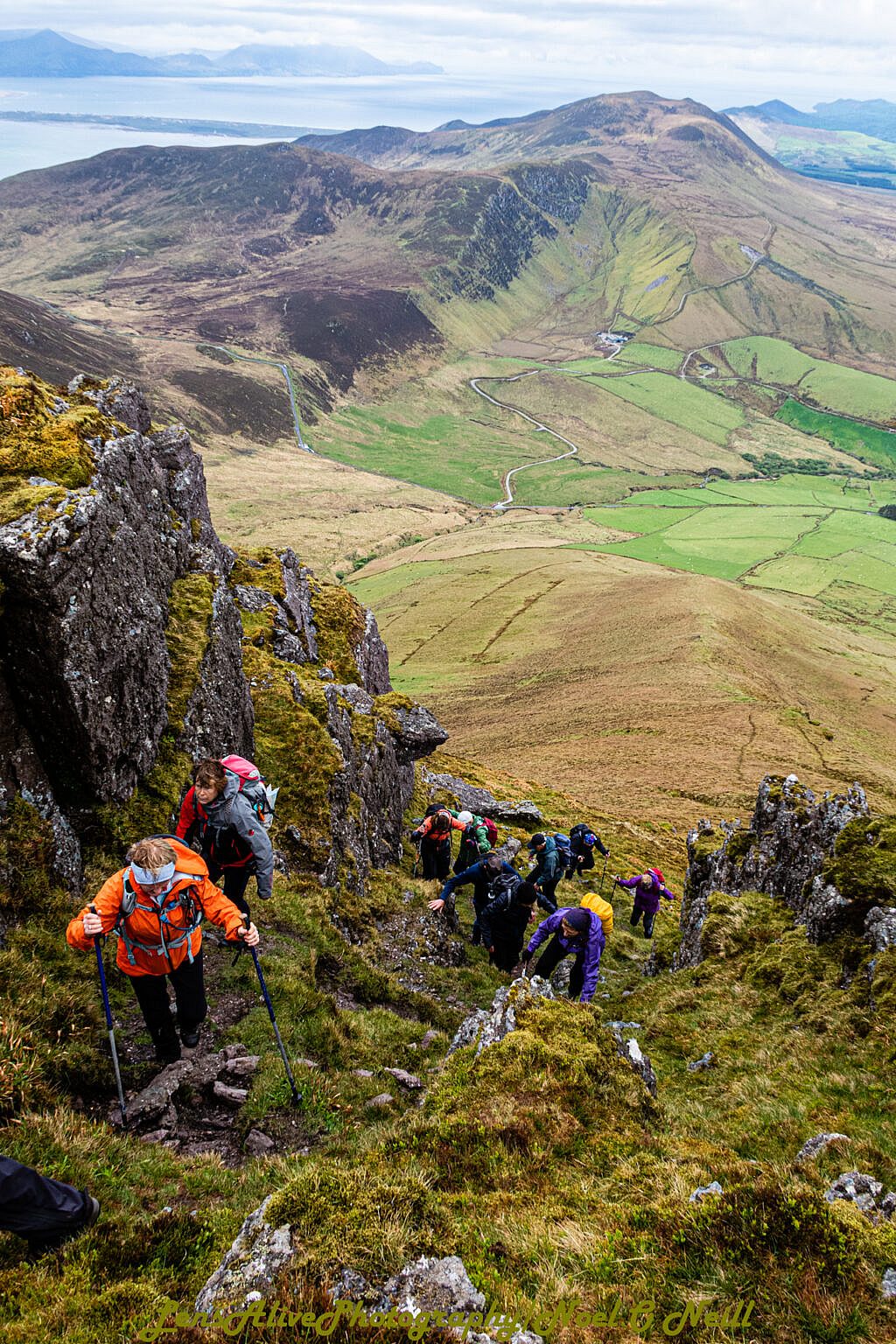 Beautiful landscape view on hillwalking route Caherconree