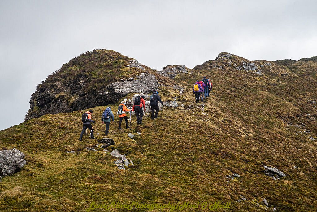 Beautiful landscape view on hillwalking route Caherconree
