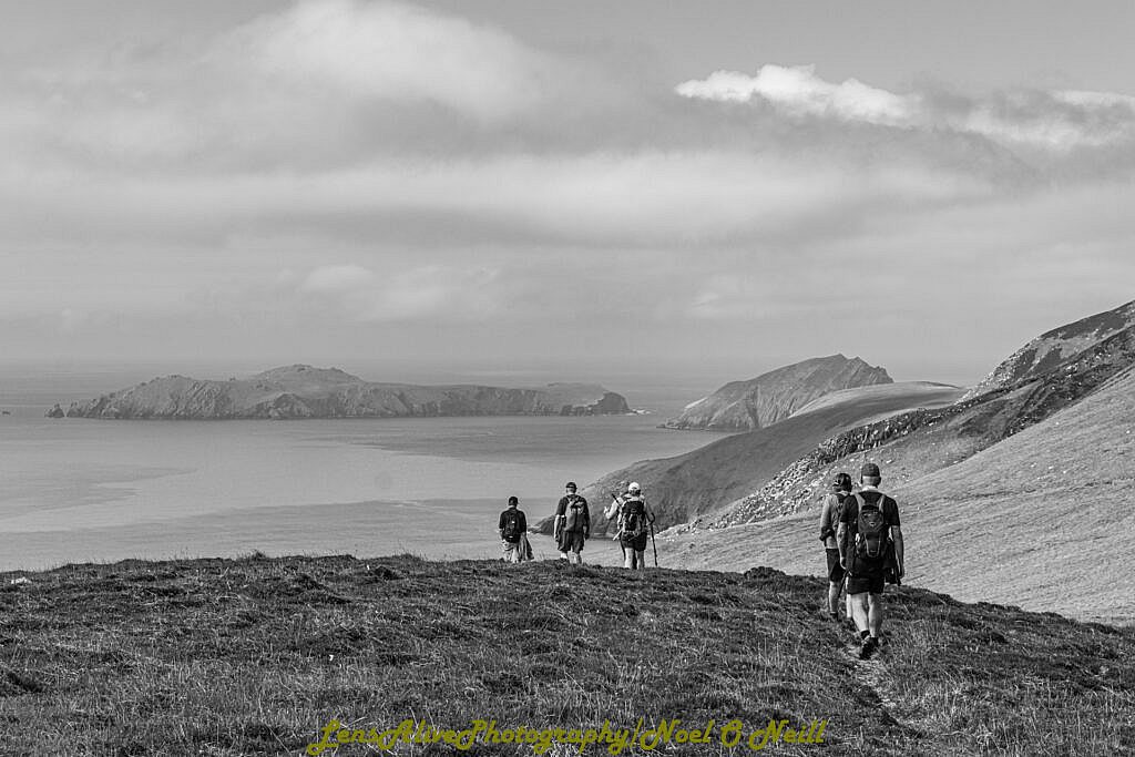 Beautiful landscape view on hillwalking route An Blascaod Mór/ The Great Blasket Island