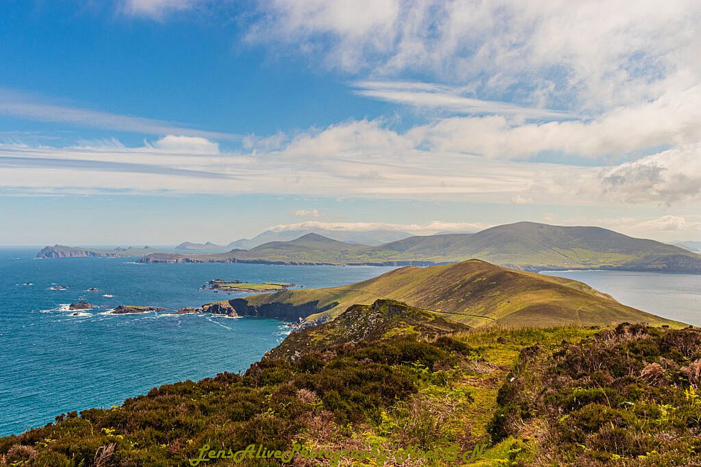 Beautiful landscape view on hillwalking route An Blascaod Mór/ The Great Blasket Island