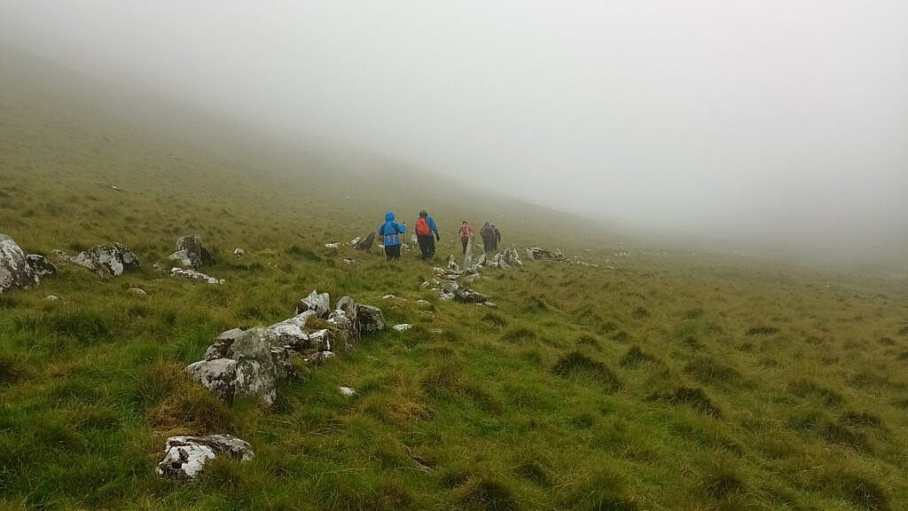 Beautiful landscape view on hillwalking route An Cnoc Maol Mór Circuit