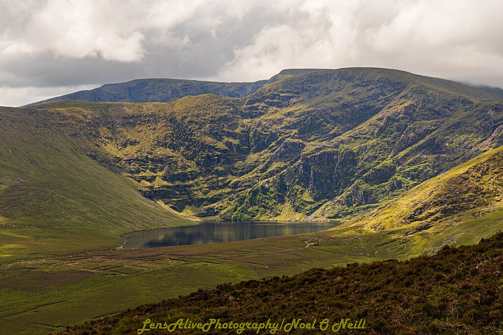 Beautiful landscape view on hillwalking route Circuit of Drung Hill, Glenbeigh
