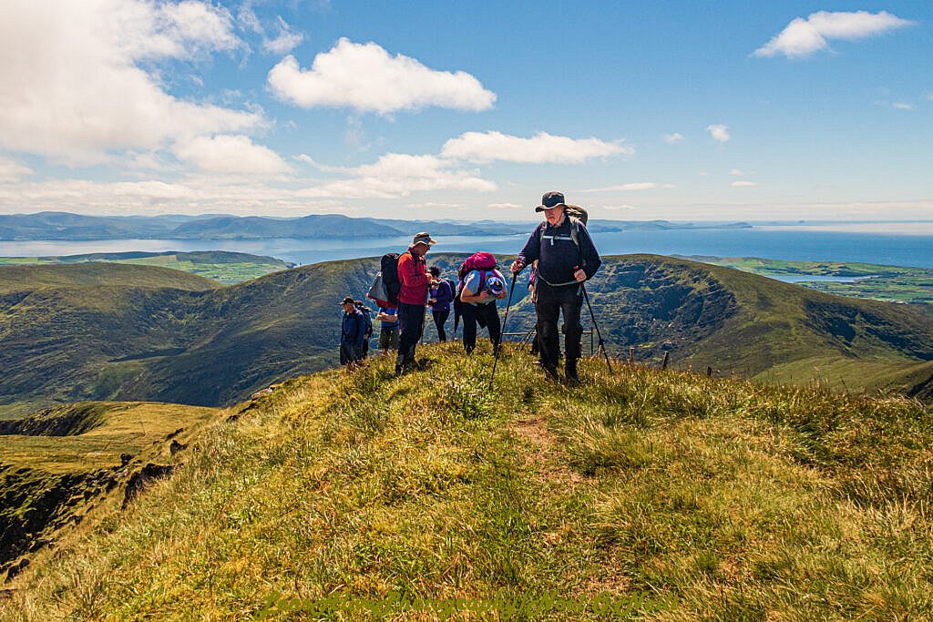 Beautiful landscape view on hillwalking route Conor Pass to Faha Car Park via Mount Brandon