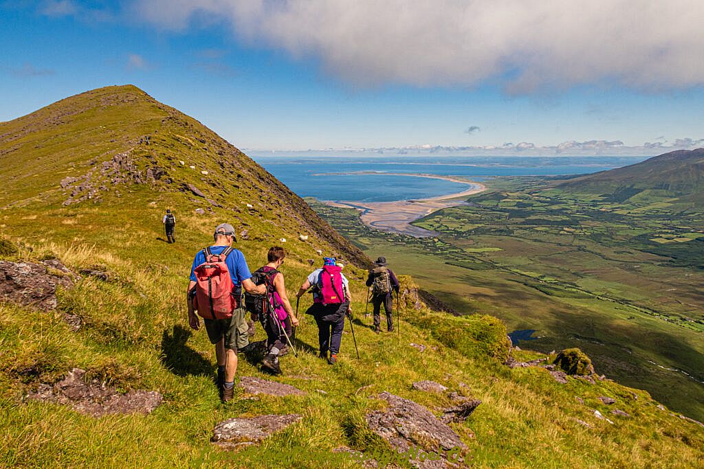 Beautiful landscape view on hillwalking route Conor Pass to Faha Car Park via Mount Brandon