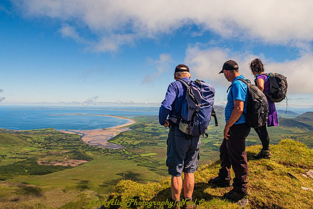 Beautiful landscape view on hillwalking route Conor Pass to Faha Car Park via Mount Brandon