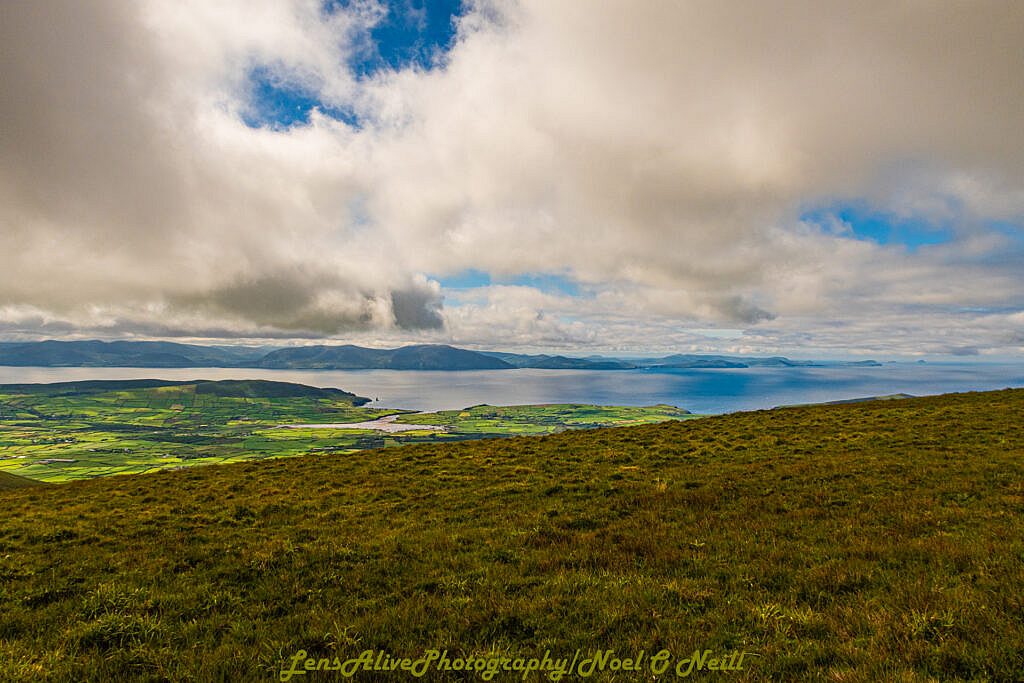 Beautiful landscape view on hillwalking route Conor Pass to Faha Car Park via Mount Brandon