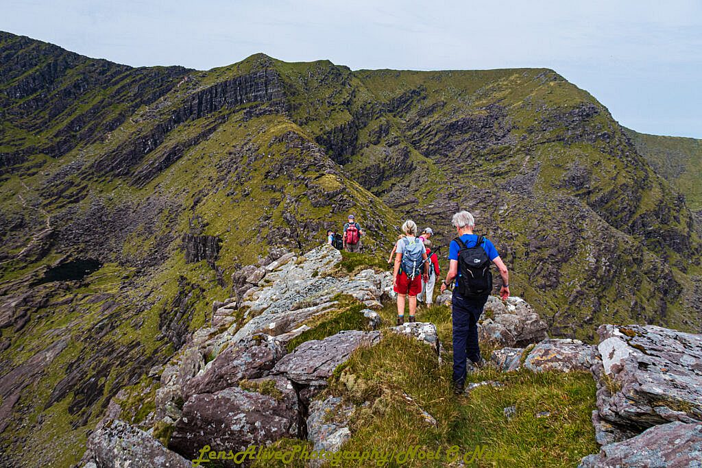 Beautiful landscape view on hillwalking route Faha Ridge