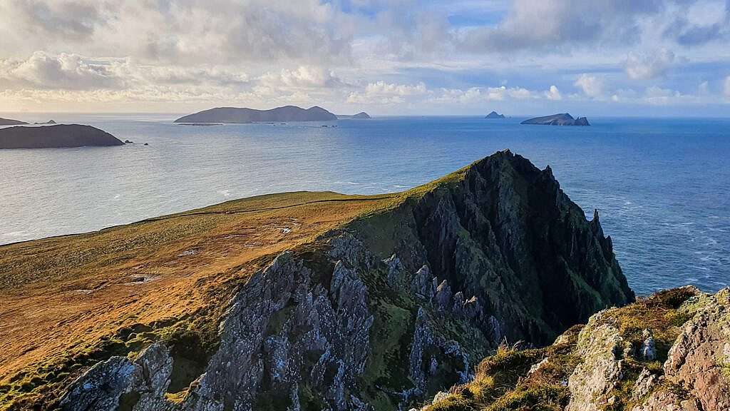 Beautiful landscape view on hillwalking route An Triúr Deirféar (The Three Sisters)
