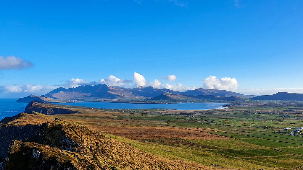 Beautiful landscape view on hillwalking route An Triúr Deirféar (The Three Sisters)