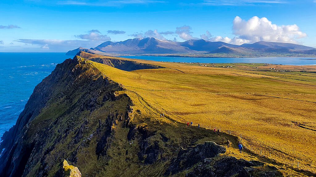 Beautiful landscape view on hillwalking route An Triúr Deirféar (The Three Sisters)