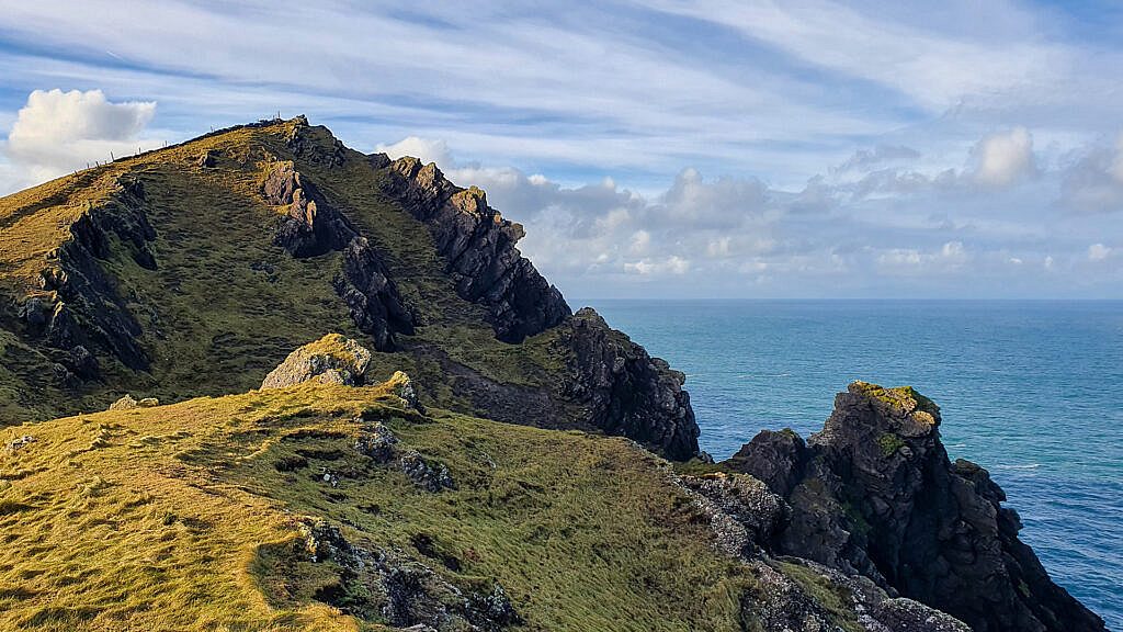 Beautiful landscape view on hillwalking route An Triúr Deirféar (The Three Sisters)