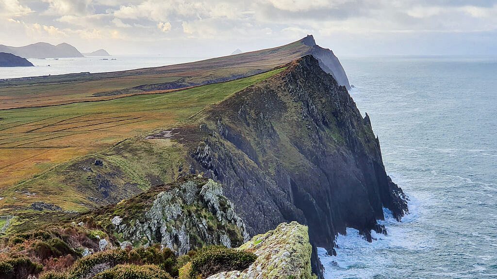 Beautiful landscape view on hillwalking route An Triúr Deirféar (The Three Sisters)
