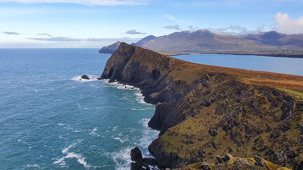Beautiful landscape view on hillwalking route An Triúr Deirféar (The Three Sisters)