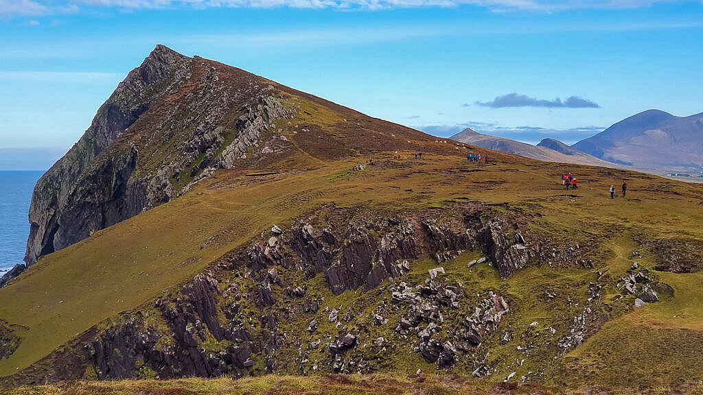Beautiful landscape view on hillwalking route An Triúr Deirféar (The Three Sisters)
