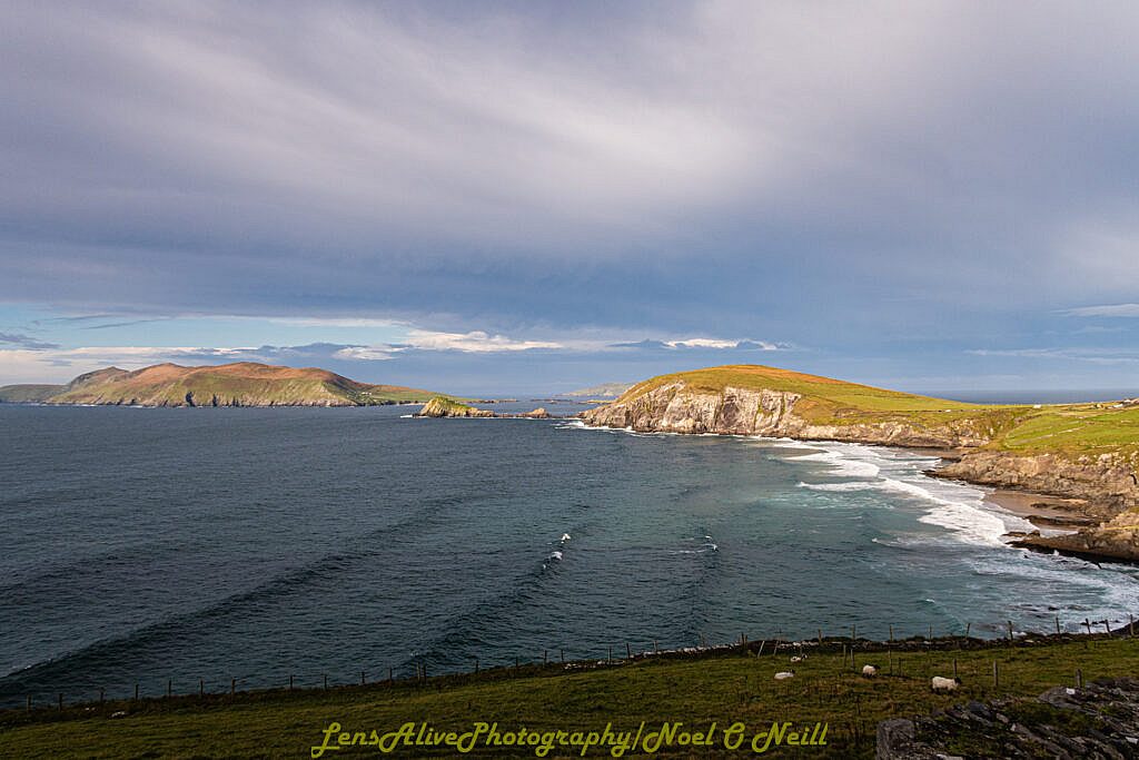 Beautiful landscape view on hillwalking route Sliabh an Iolair (Mount Eagle) from Coumeenoole