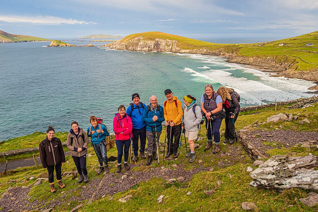 Beautiful landscape view on hillwalking route Sliabh an Iolair (Mount Eagle) from Coumeenoole