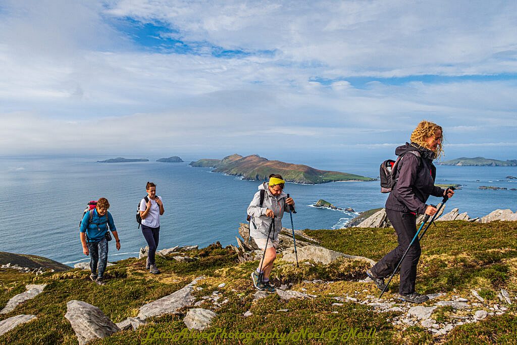 Beautiful landscape view on hillwalking route Sliabh an Iolair (Mount Eagle) from Coumeenoole